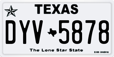 TX license plate DYV5878