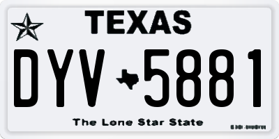 TX license plate DYV5881