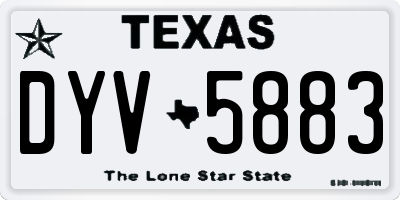 TX license plate DYV5883