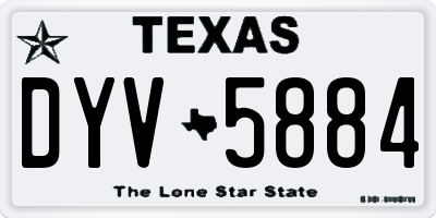 TX license plate DYV5884