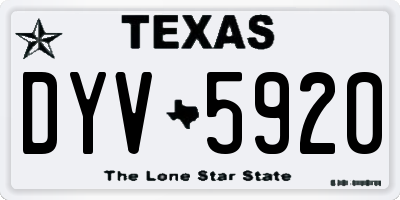 TX license plate DYV5920