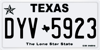 TX license plate DYV5923