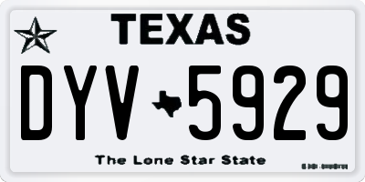 TX license plate DYV5929