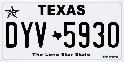 TX license plate DYV5930