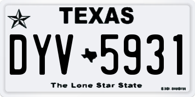 TX license plate DYV5931