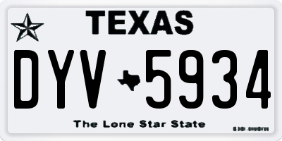 TX license plate DYV5934