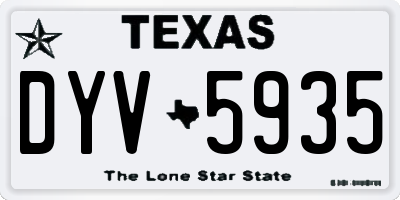 TX license plate DYV5935