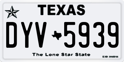 TX license plate DYV5939