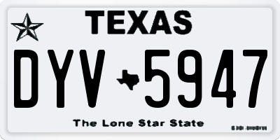 TX license plate DYV5947