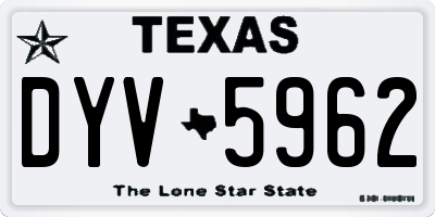 TX license plate DYV5962