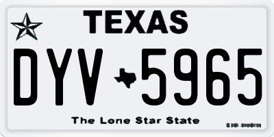 TX license plate DYV5965