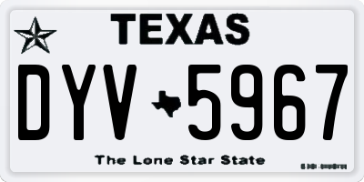 TX license plate DYV5967