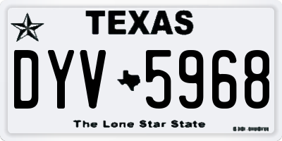 TX license plate DYV5968
