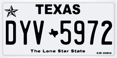 TX license plate DYV5972