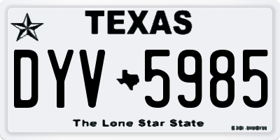 TX license plate DYV5985
