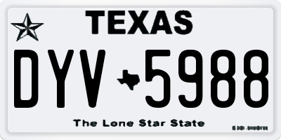 TX license plate DYV5988