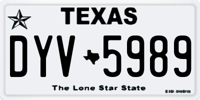 TX license plate DYV5989