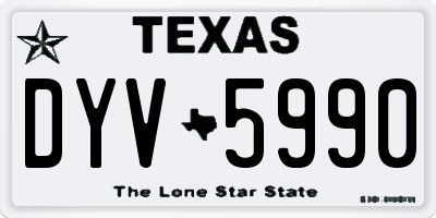 TX license plate DYV5990