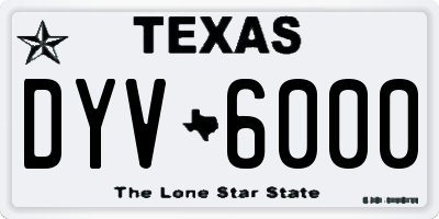 TX license plate DYV6000