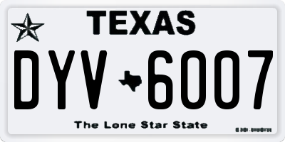 TX license plate DYV6007
