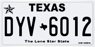 TX license plate DYV6012