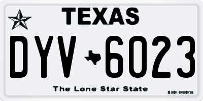 TX license plate DYV6023