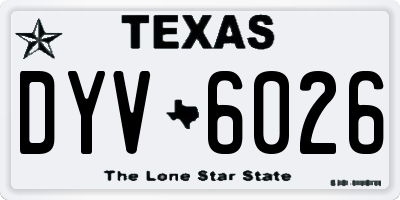 TX license plate DYV6026
