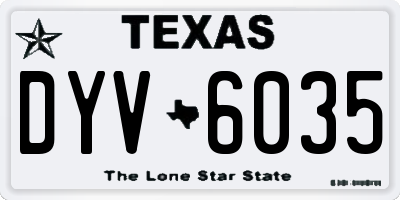 TX license plate DYV6035