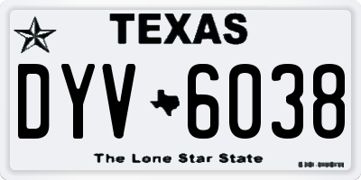 TX license plate DYV6038