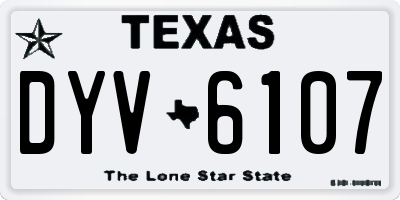 TX license plate DYV6107