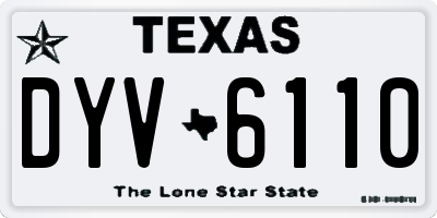 TX license plate DYV6110