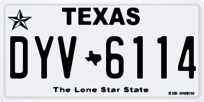 TX license plate DYV6114