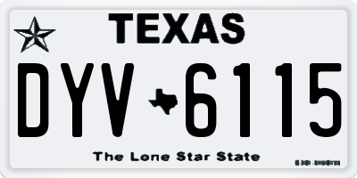 TX license plate DYV6115