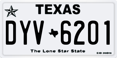 TX license plate DYV6201