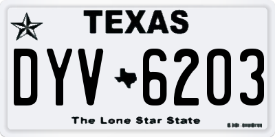 TX license plate DYV6203