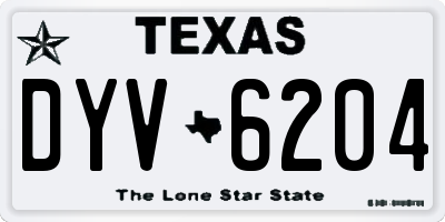 TX license plate DYV6204