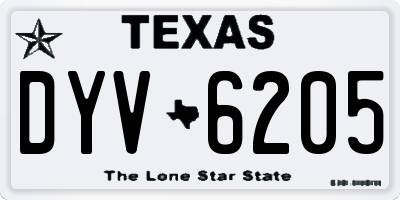 TX license plate DYV6205