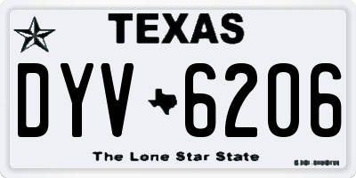 TX license plate DYV6206