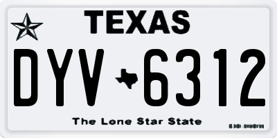 TX license plate DYV6312