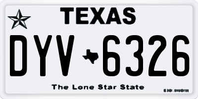 TX license plate DYV6326