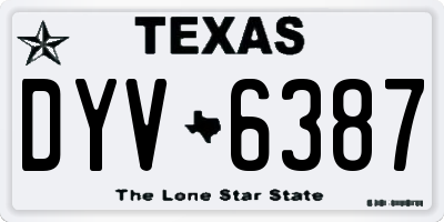 TX license plate DYV6387