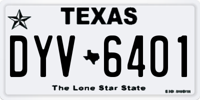 TX license plate DYV6401