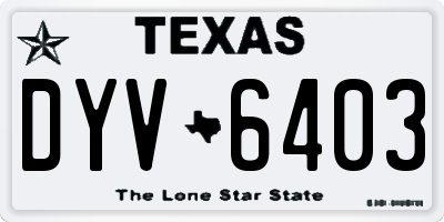 TX license plate DYV6403