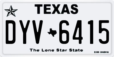 TX license plate DYV6415
