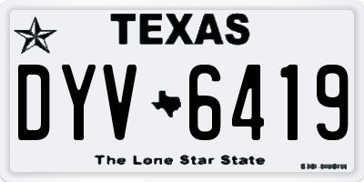 TX license plate DYV6419