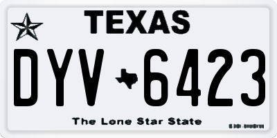 TX license plate DYV6423