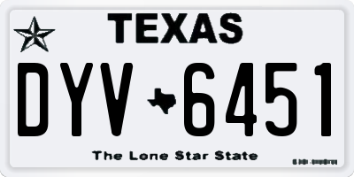 TX license plate DYV6451