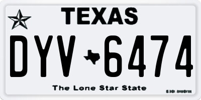 TX license plate DYV6474