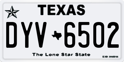 TX license plate DYV6502