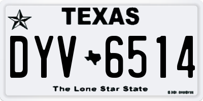 TX license plate DYV6514